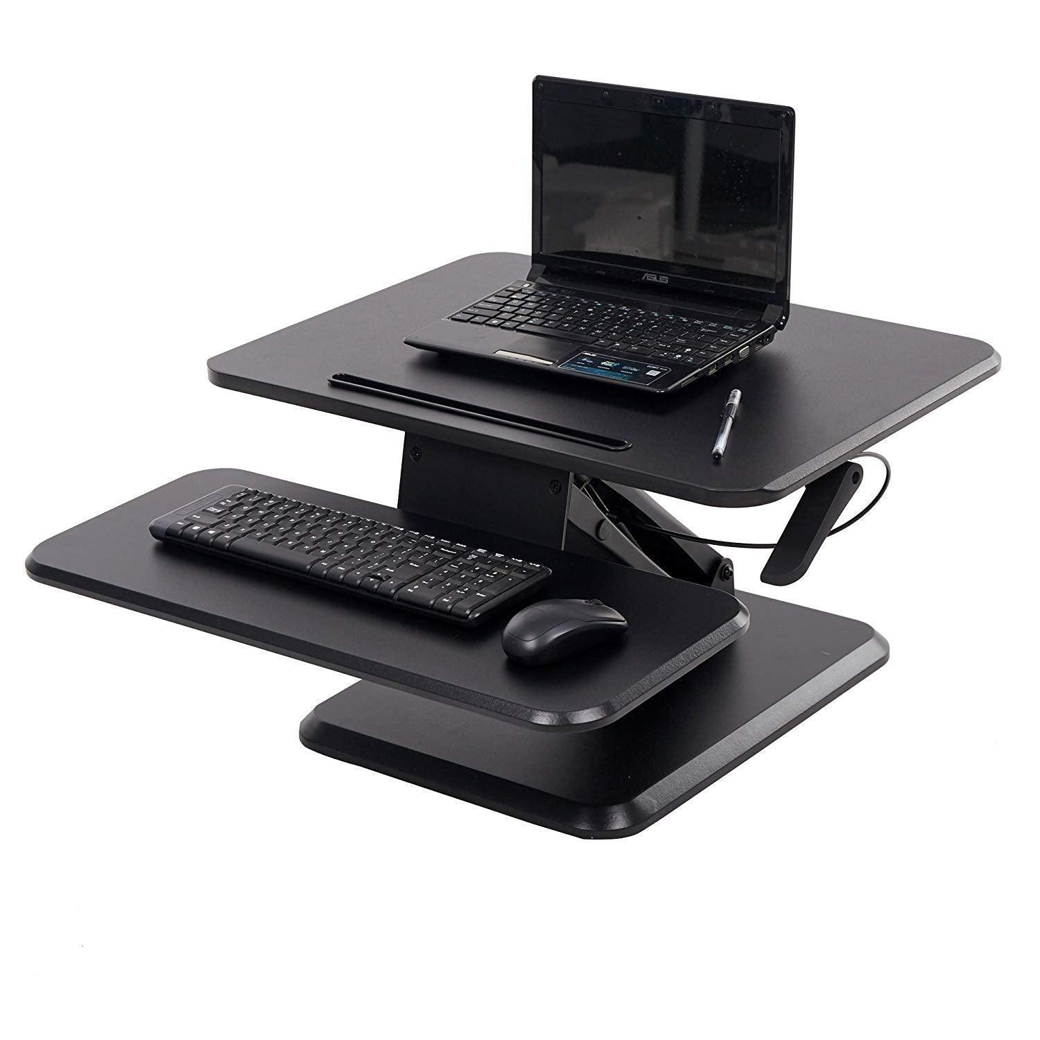 Bosonshop Height Adjustable Standing Desk Tabletop Riser Converter Sit to Stand Up Computer Workstation with Keyboard Tray