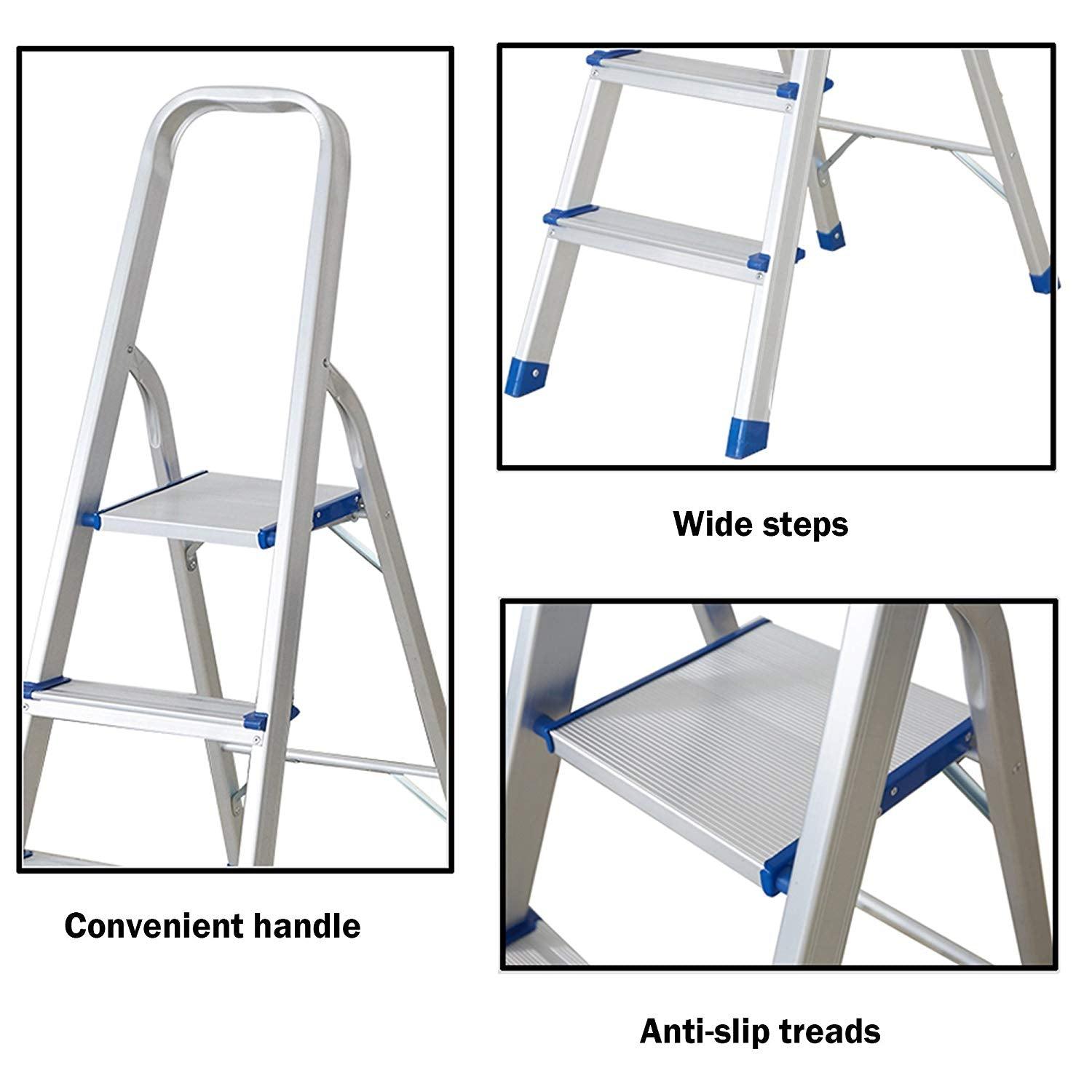 Bosonshop Foldable Aluminum 4 Step Ladder with Anti-Slip, Household