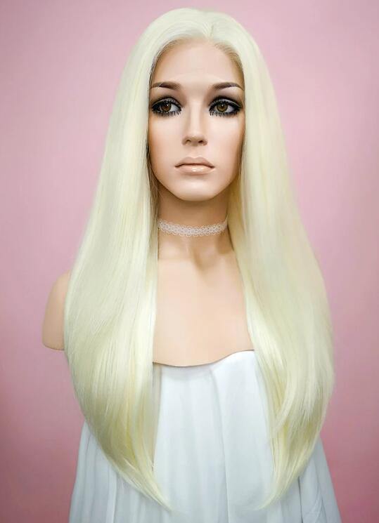 Straight Light Blonde Lace Front Synthetic Wig - Bosonshop