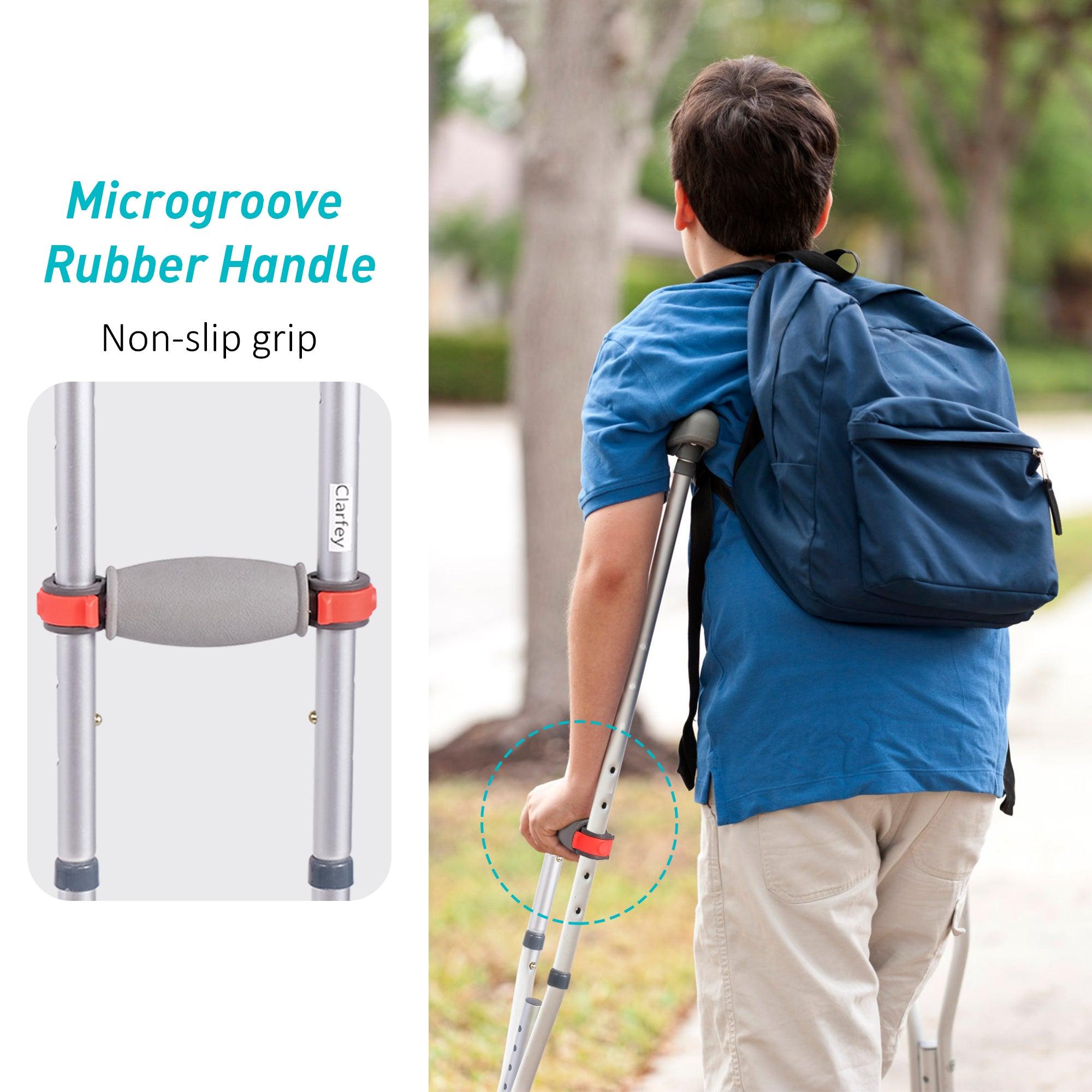 1 Pair Lightweight Adjustable Underarm Crutches with Underarm Pads Folding Aluminum, 8 Adjustable Height for 4'7" to 6'7" - Bosonshop