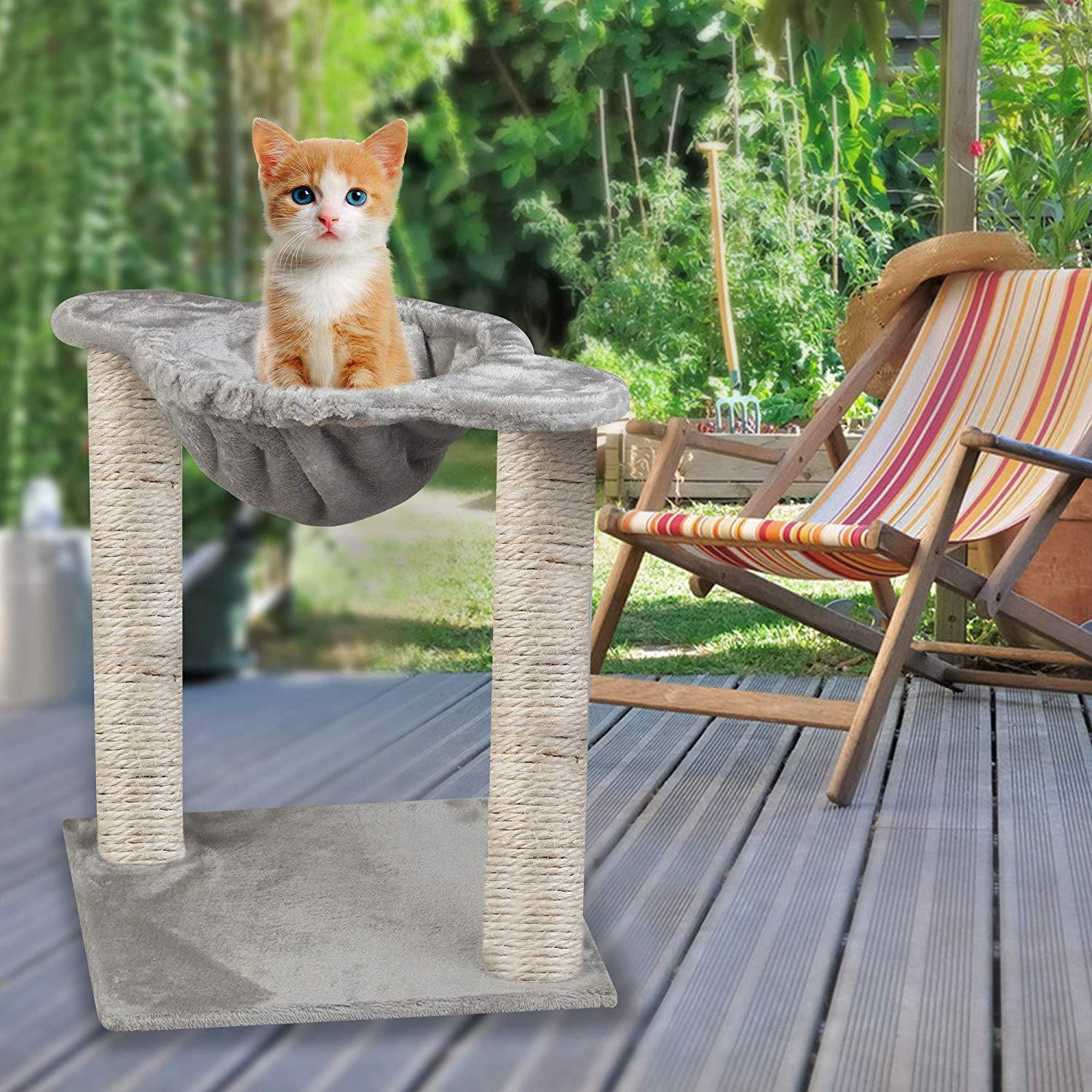 Large Cat Tree Cat Scratching Cat Climber with Condo Cat Tower Furniture and Hammock,Sisal-Covered - Bosonshop