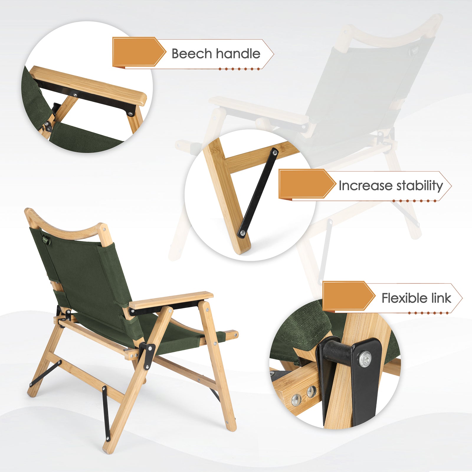 (Out of Stock) 2 Pack Foldable Portable Wooden Camping Chair for Adults Outdoor Leisure Chair with Storage Bag - Bosonshop