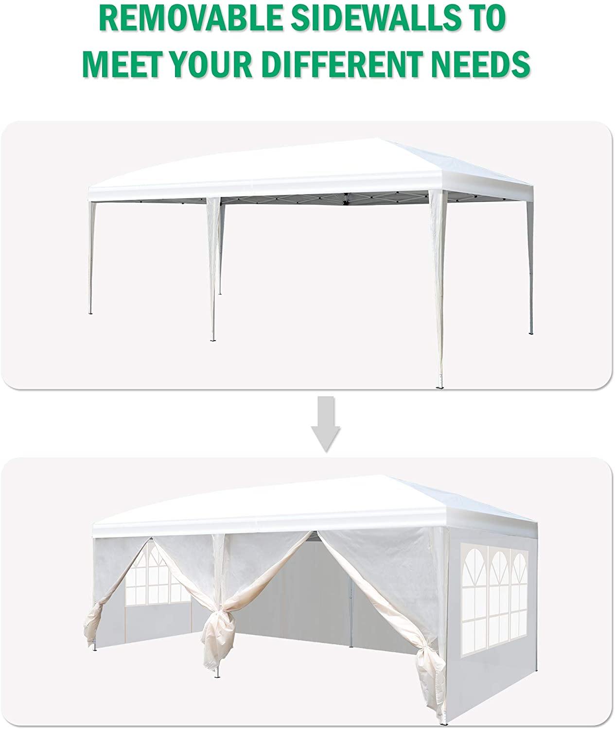 Outdoor Canopy Tent 10 x 19.7ft Patio Sun Shade with Mosquito Netting and Carry Bag for Wedding Party(White) - Bosonshop