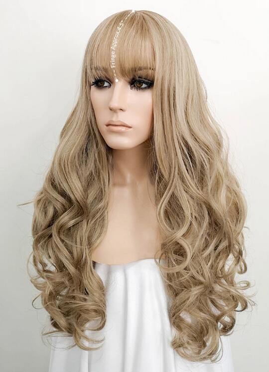 Ash Blonde Wavy Synthetic Wig - Bosonshop