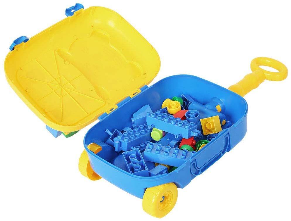 DIY Educational Blocks Baby Travel Case Plastic Rolling Luggage for Toddler - Bosonshop