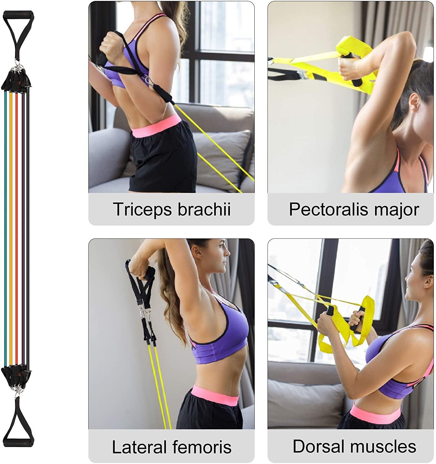 11 Pack Resistance Bands Set with Door Anchor Pulling Force Isolation Belt Set can be Adjustable - Bosonshop