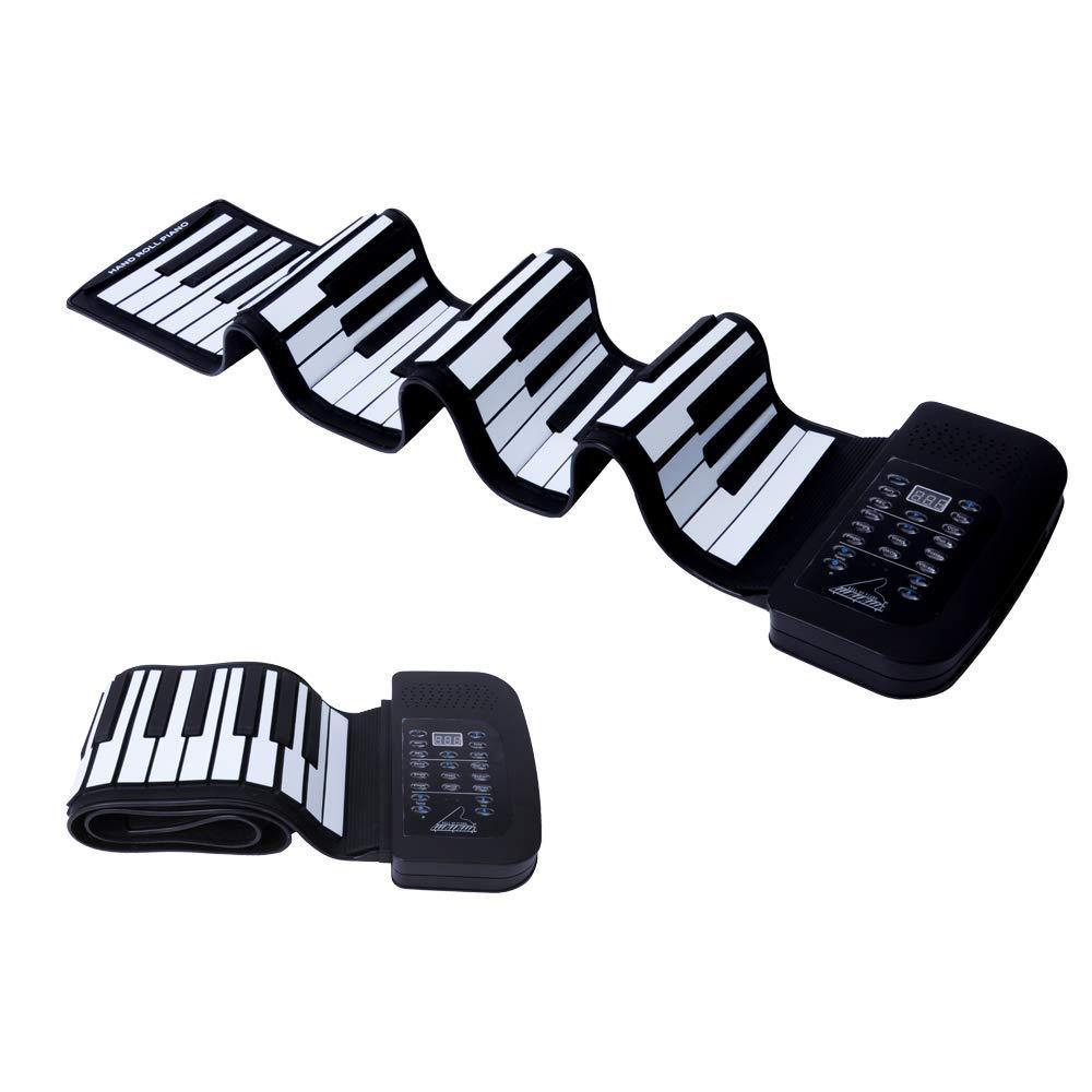 Bosonshop Portable Flexible Roll Up Piano Keyboard 61 Keys USB Midi Electronic Piano Keyboard for Beginner Children Practice Musical Instruments