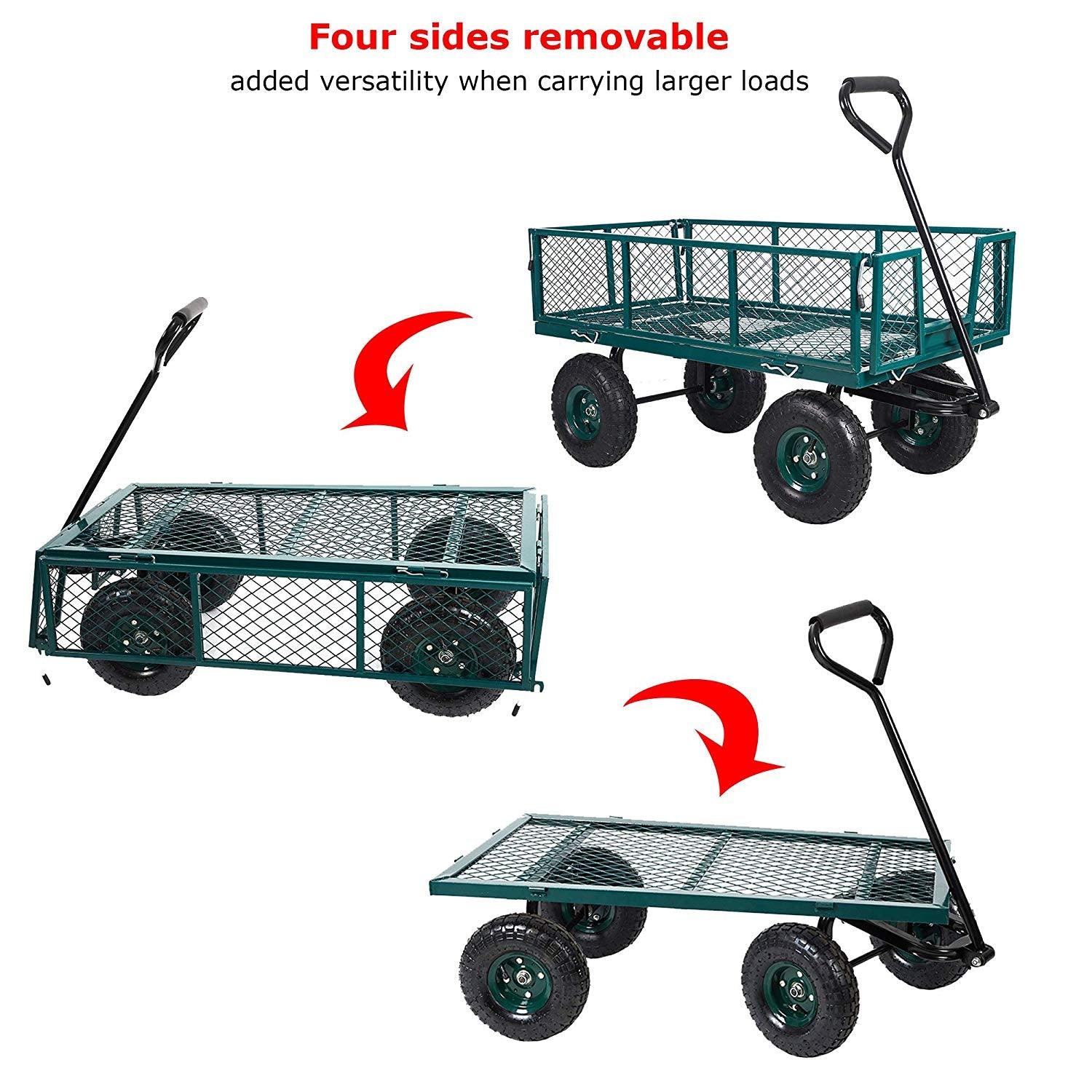 Bosonshop Utility Wagon Cart Steel Garden Cart 550 LBS Weight Capacity Four Side Removable