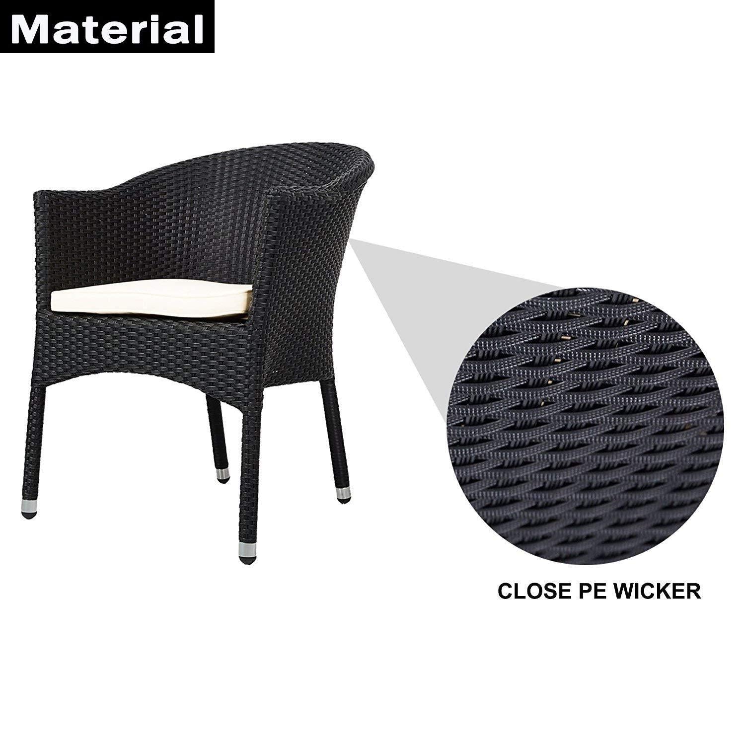 Bosonshop Outdoor Dining Rattan Chairs Patio Garden Furniture with Seat Cushions, Black