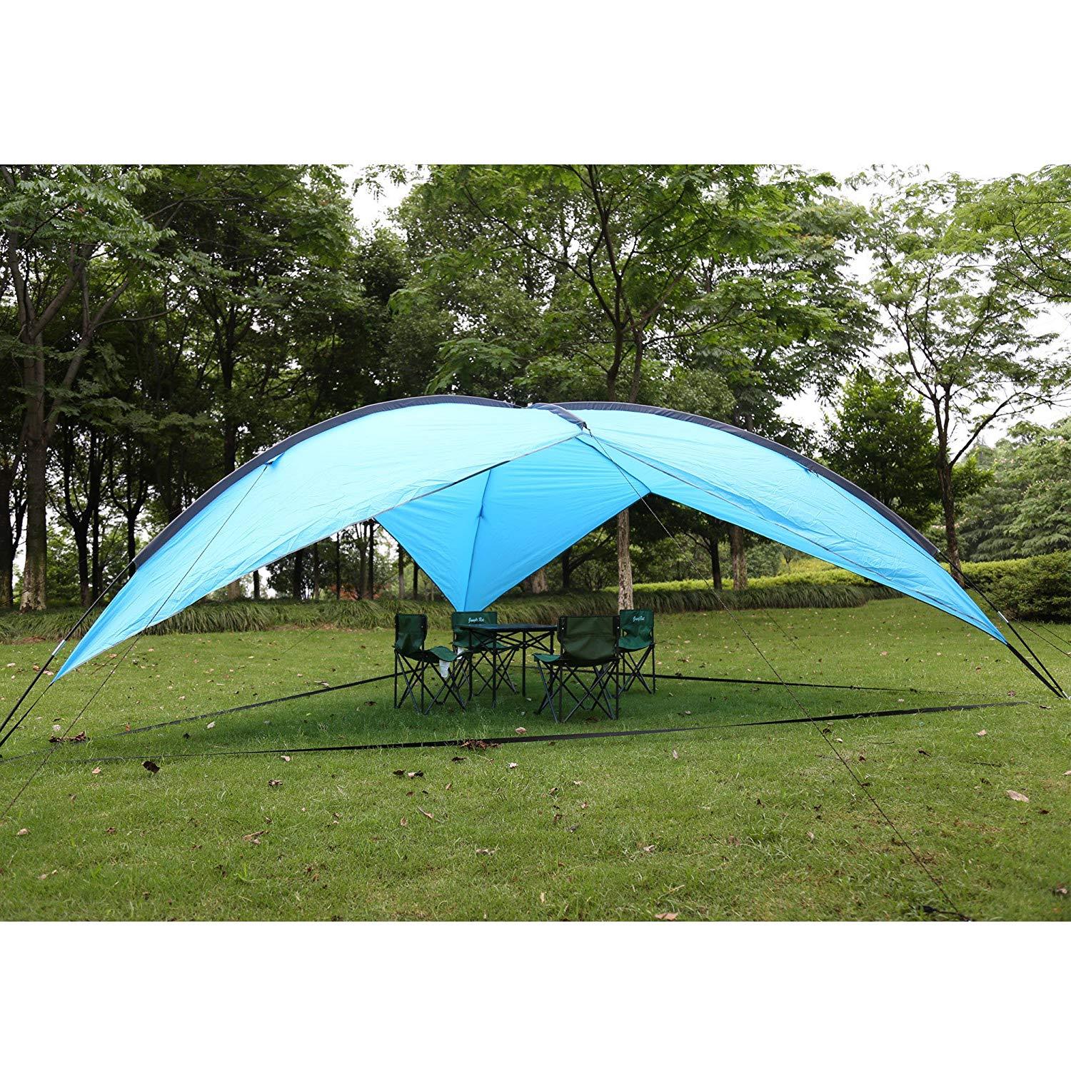 Bosonshop Outdoor Camping Tents, Sun Awning Waterproof, Large Triangle Shade, Blue