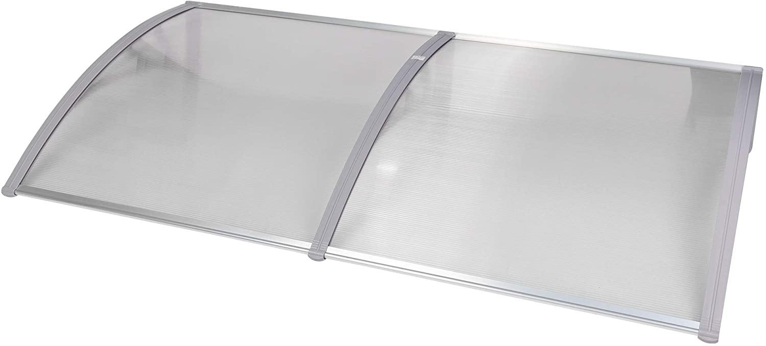 Window Door Awning Cover UV Rain Snow Protection One-Piece Polycarbonate Hollow Sheet -Gray (80" x 40") - Bosonshop