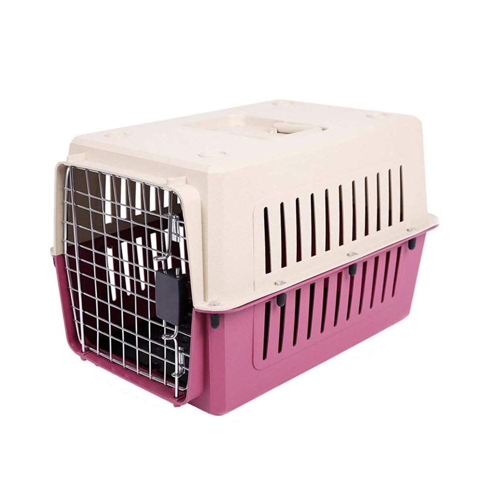 Bosonshop Portable Pet Airline Box,Outdoor Portable Cage Carrier Suitable for Dogs Cats Rabbits Hamsters, Small Red