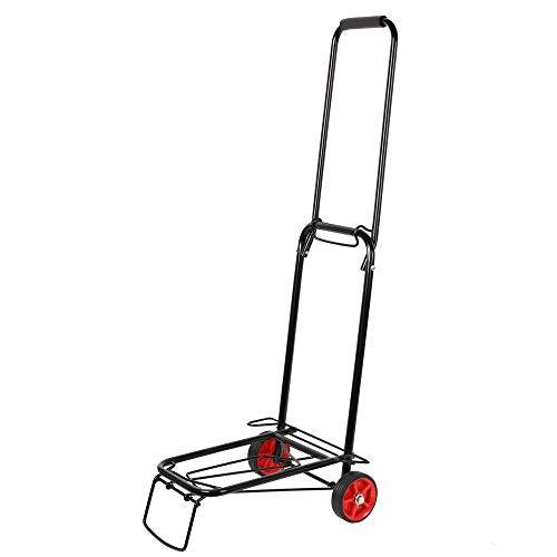 Bosonshop Aluminum Folding Hand Truck Multi-Use Cart for Luggage, with Wheels, 55lbs（Black）