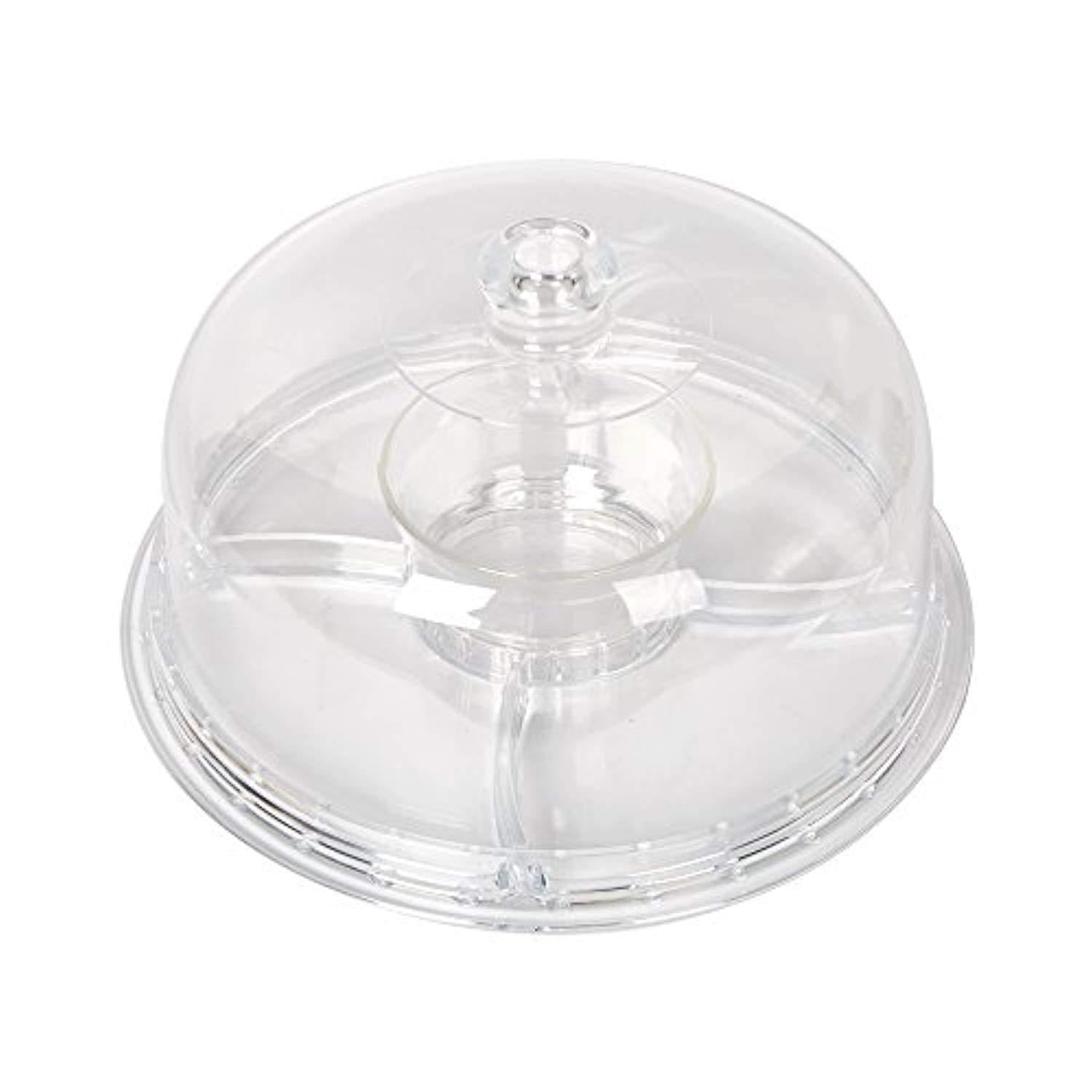 Bosonshop 6 in 1 Multifunctional Serving Platter and Cake Plate, Salad & Punch Bowl,Clear Acrylic, 12"