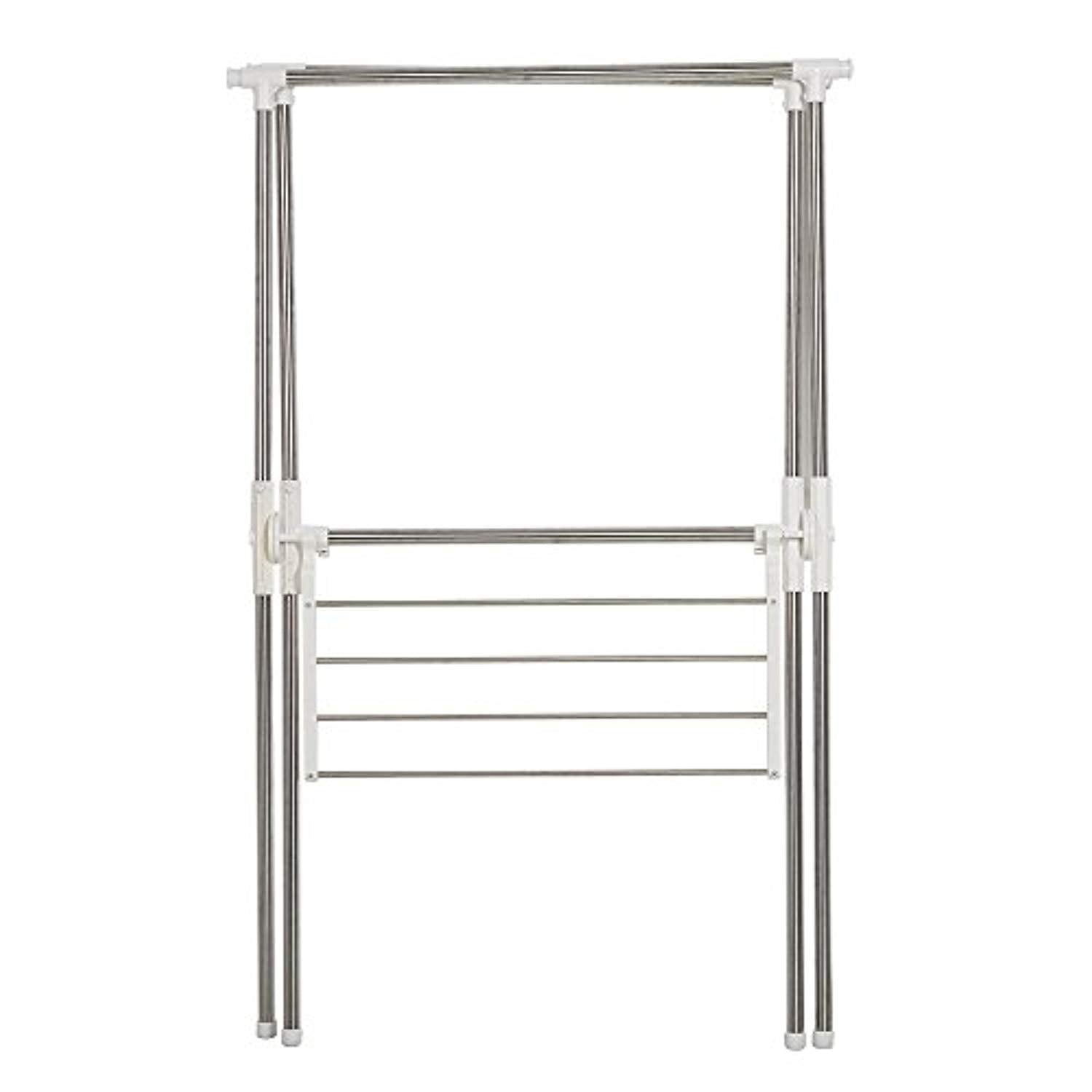 Bosonshop Folding Laundry Drying Rack Clothes Rack With Shelf Stainless Steel