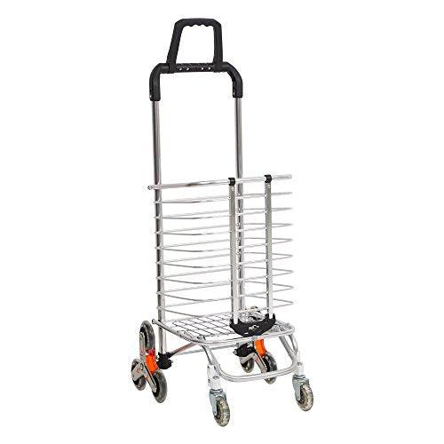 Bosonshop Aluminum Stair Climbing Shopping Cart with Rubber Swivel and Tri-Wheels