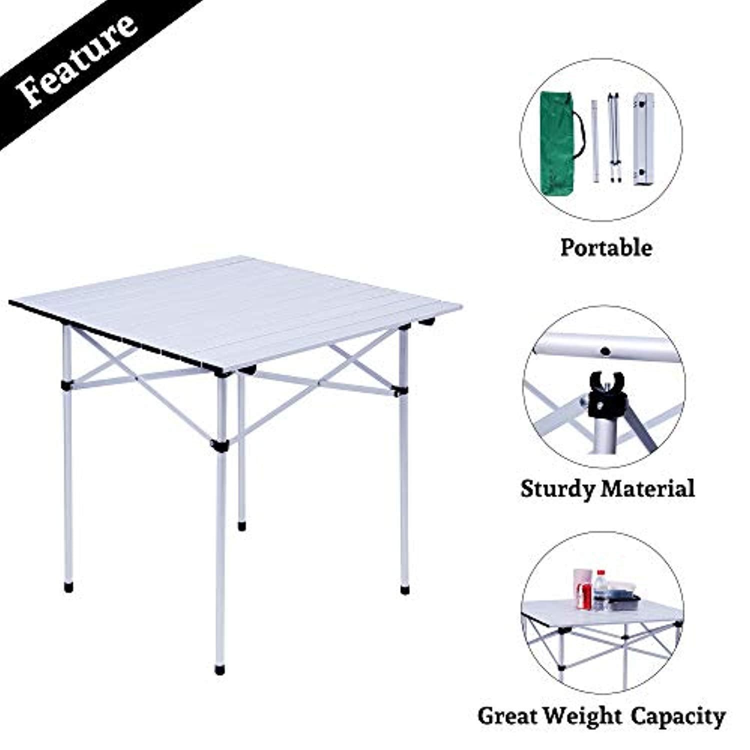 Bosonshop Folding Camp Table Portable Compact Aluminum Outdoor Tables with Carry Bag for Camping