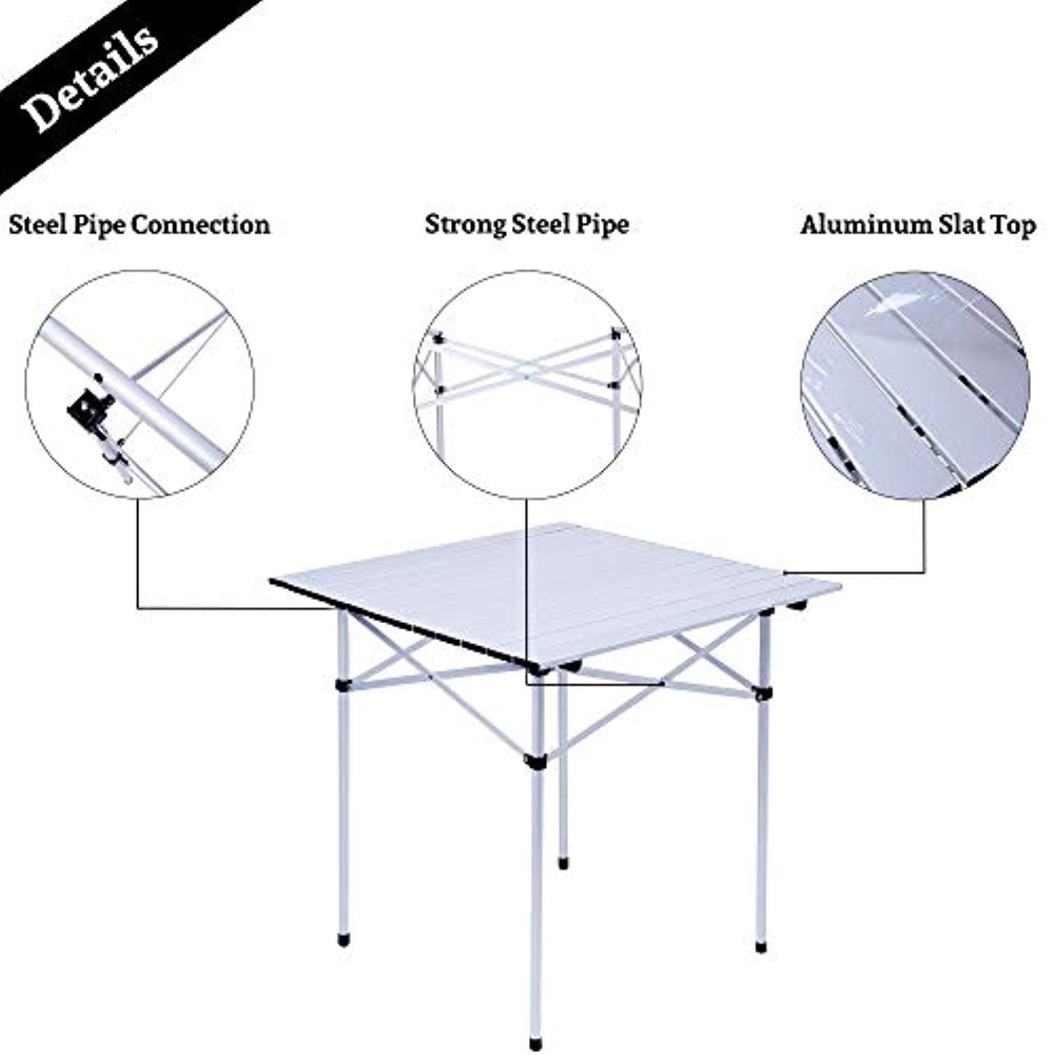 Bosonshop Folding Camp Table Portable Compact Aluminum Outdoor Tables with Carry Bag for Camping