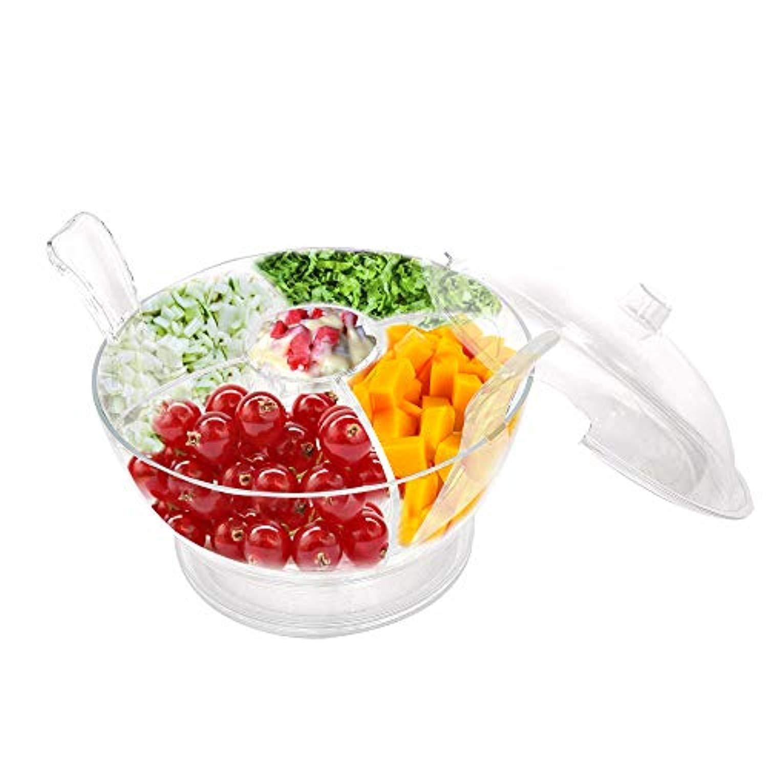 Bosonshop Serving Salad On Ice Bowl with Dome Lid and Vented Ice Chamber,Salad/Fruits/Seafood Servers