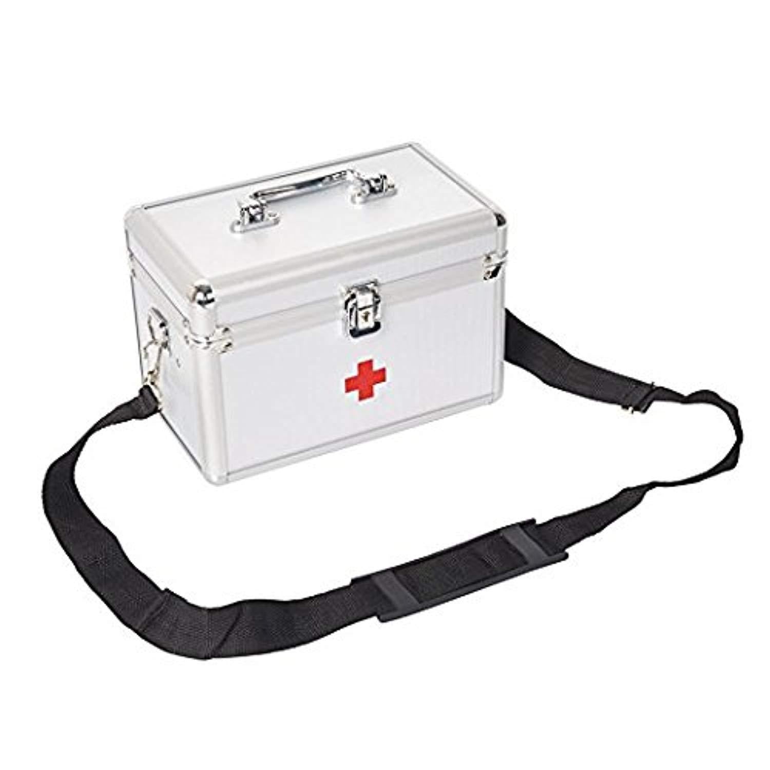 Bosonshop Lockable Medicine Storage Box,First Aid Box with Compartments