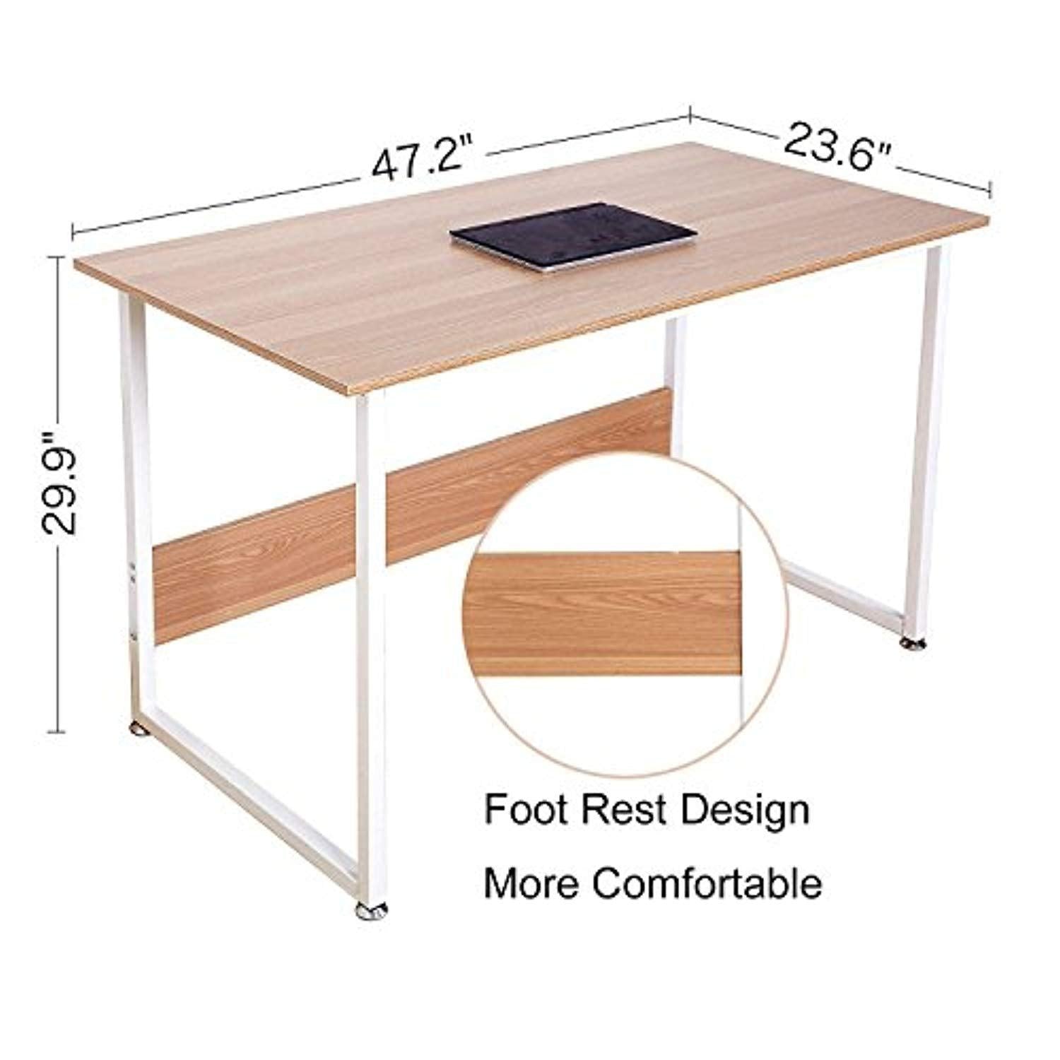 Bosonshop 47" Computer Writing Desk with Monitor Mount Stand for Home Ofiice,Oak&White