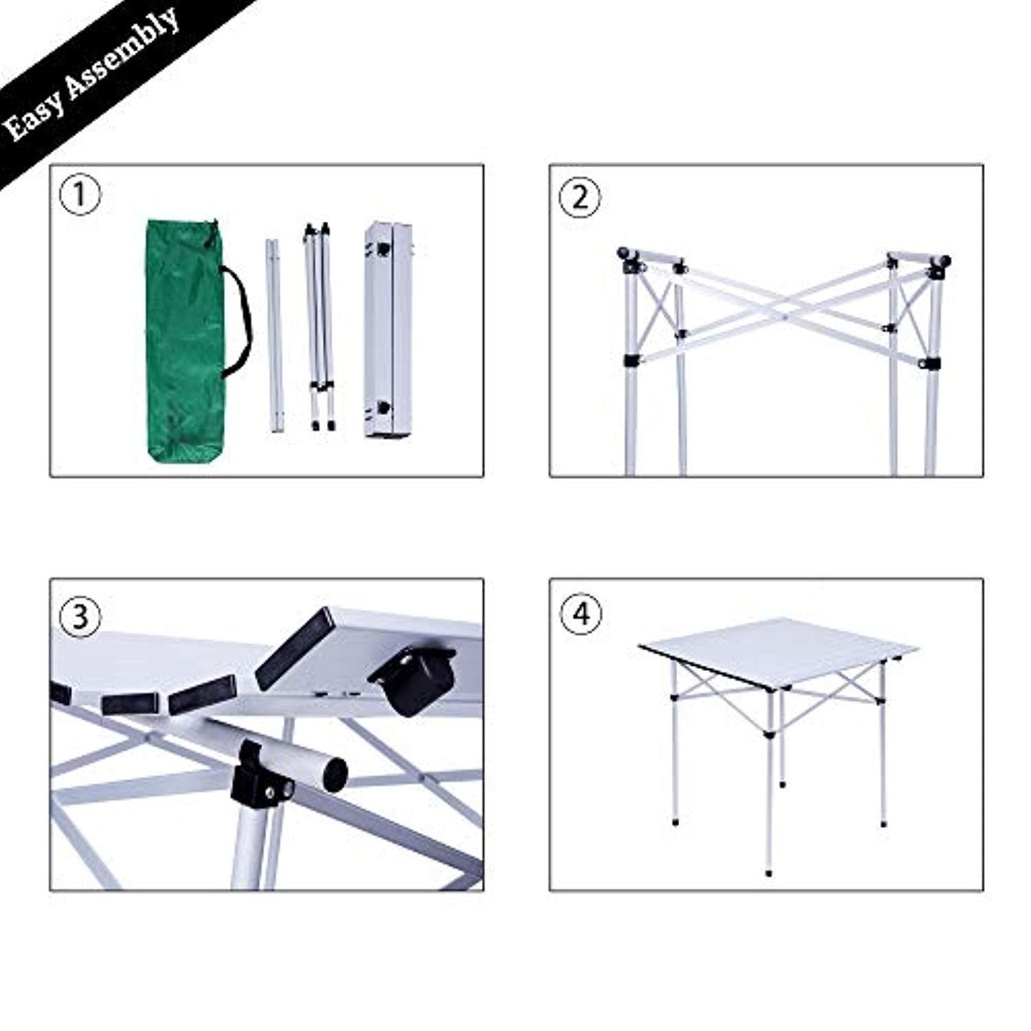 Bosonshop Folding Camp Table Portable Compact Aluminum Outdoor Tables with Carry Bag for Camping