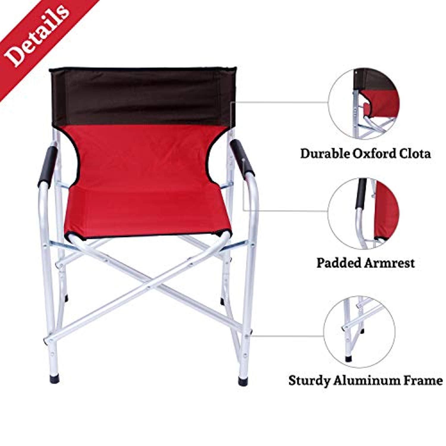 Bosonshop Folding Director's Chair Portable Aluminum Camping Chairs with Armrest for Outdoor Activity