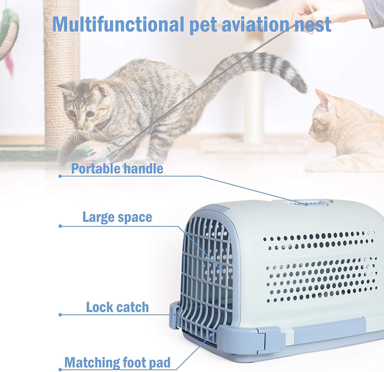 Pet Travel Cage Pet Hard-Side Carrier Plastic Pet Travel Kennel for Dog, Animal Carrier - Bosonshop