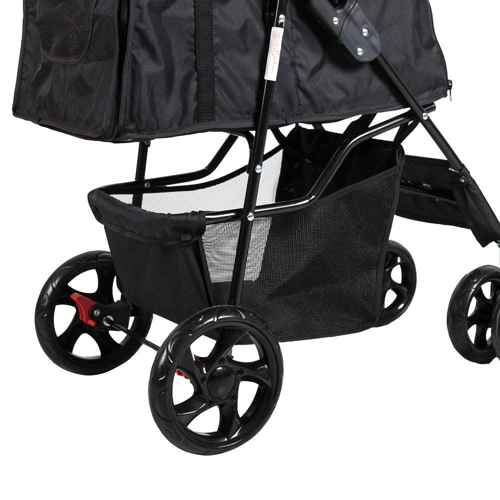 Bosonshop Folding Pet Stroller with 360 Rotating Front Wheel, Black