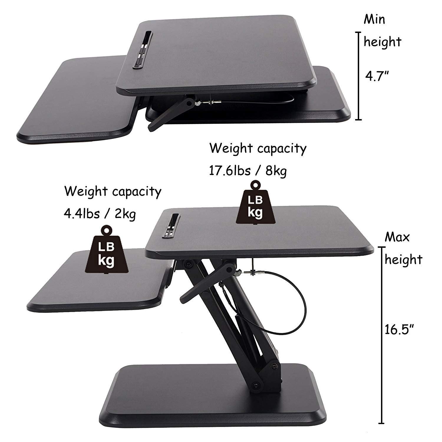 Bosonshop Height Adjustable Standing Desk Tabletop Riser Converter Sit to Stand Up Computer Workstation with Keyboard Tray