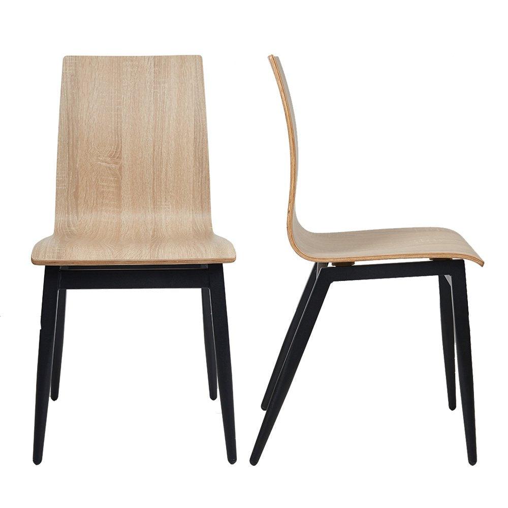 Bosonshop Kitchen & Dining Room Chairs with Bentwood and Metal Legs Set of 4 Oak