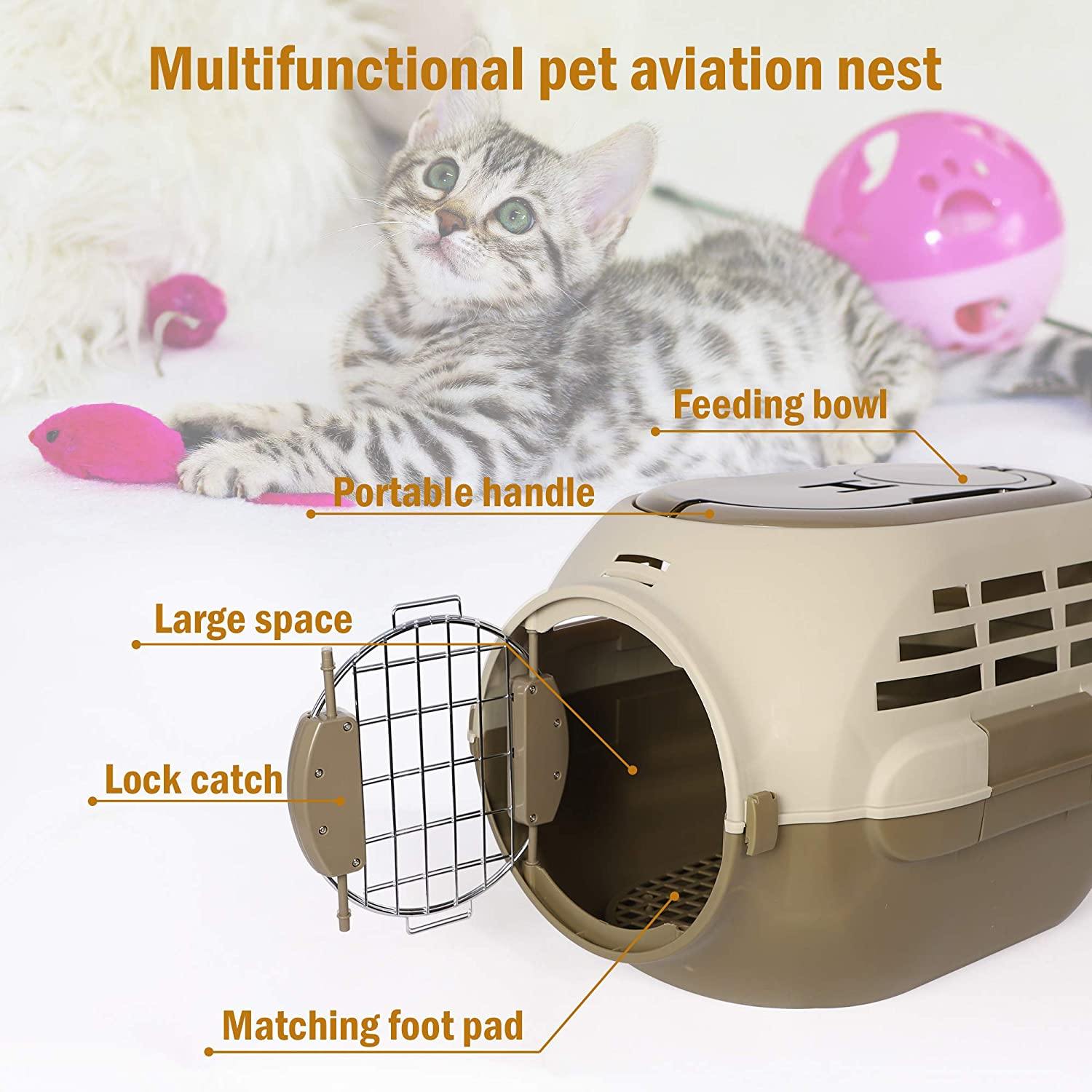 Pet Travel Cage Pet Hard-Side Carrier Plastic Pet Travel Kennel for Dog, Easy Assembly Pet Airline Box Portable Cage - Bosonshop