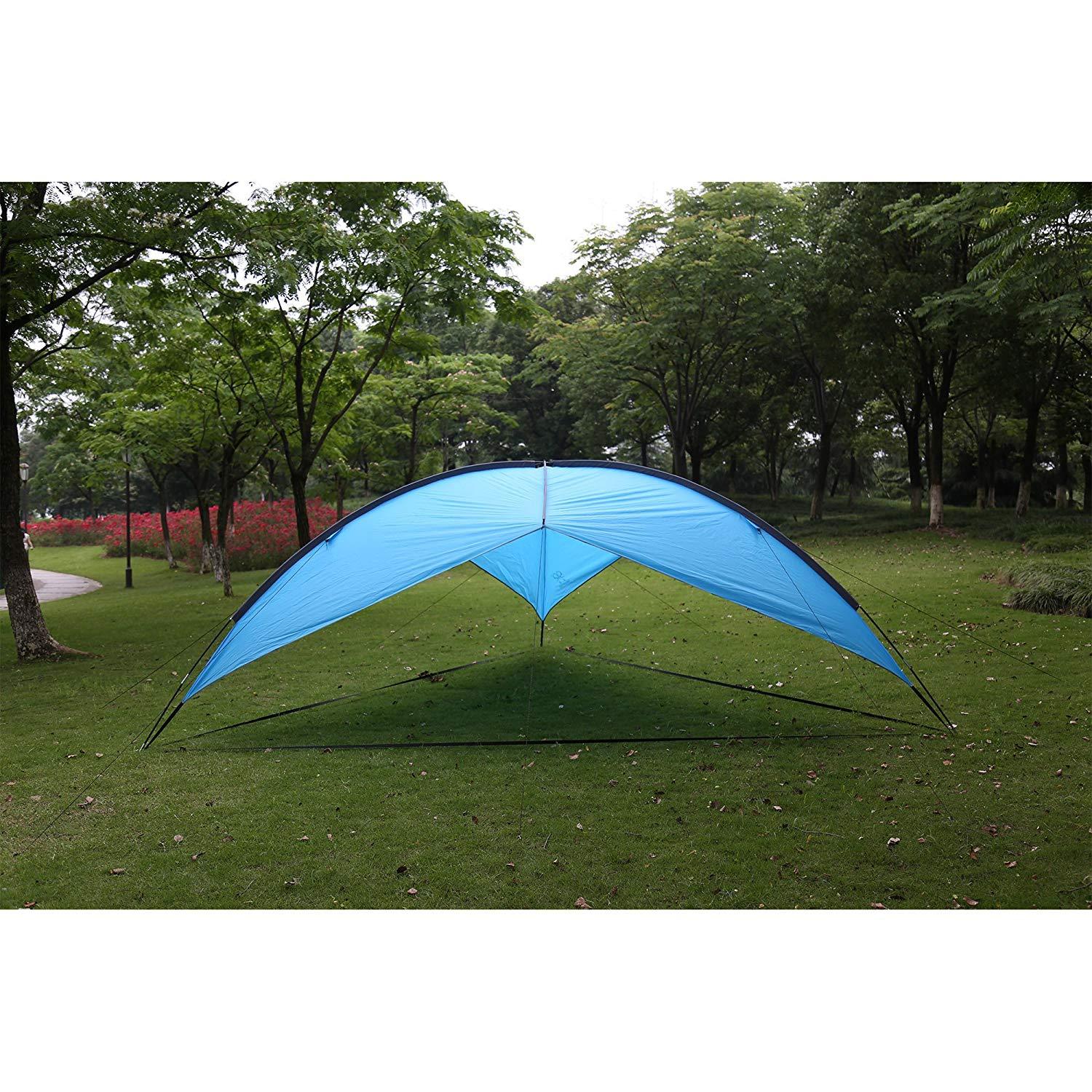 Bosonshop Outdoor Camping Tents, Sun Awning Waterproof, Large Triangle Shade, Blue