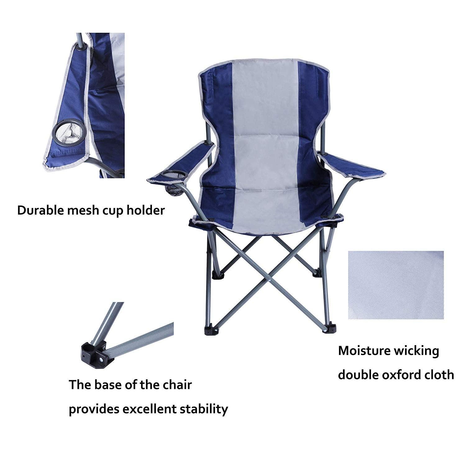 Bosonshop Canopy Camping Chair Folding Durable Outdoor Patio Seat with Cup Holder, Blue