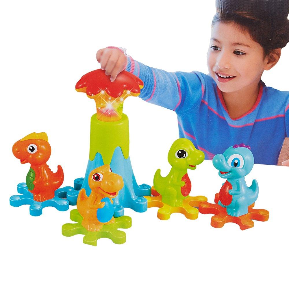 Bosonshop Electric Gear Dinosaur Park Blocks Play Set with Music and Light