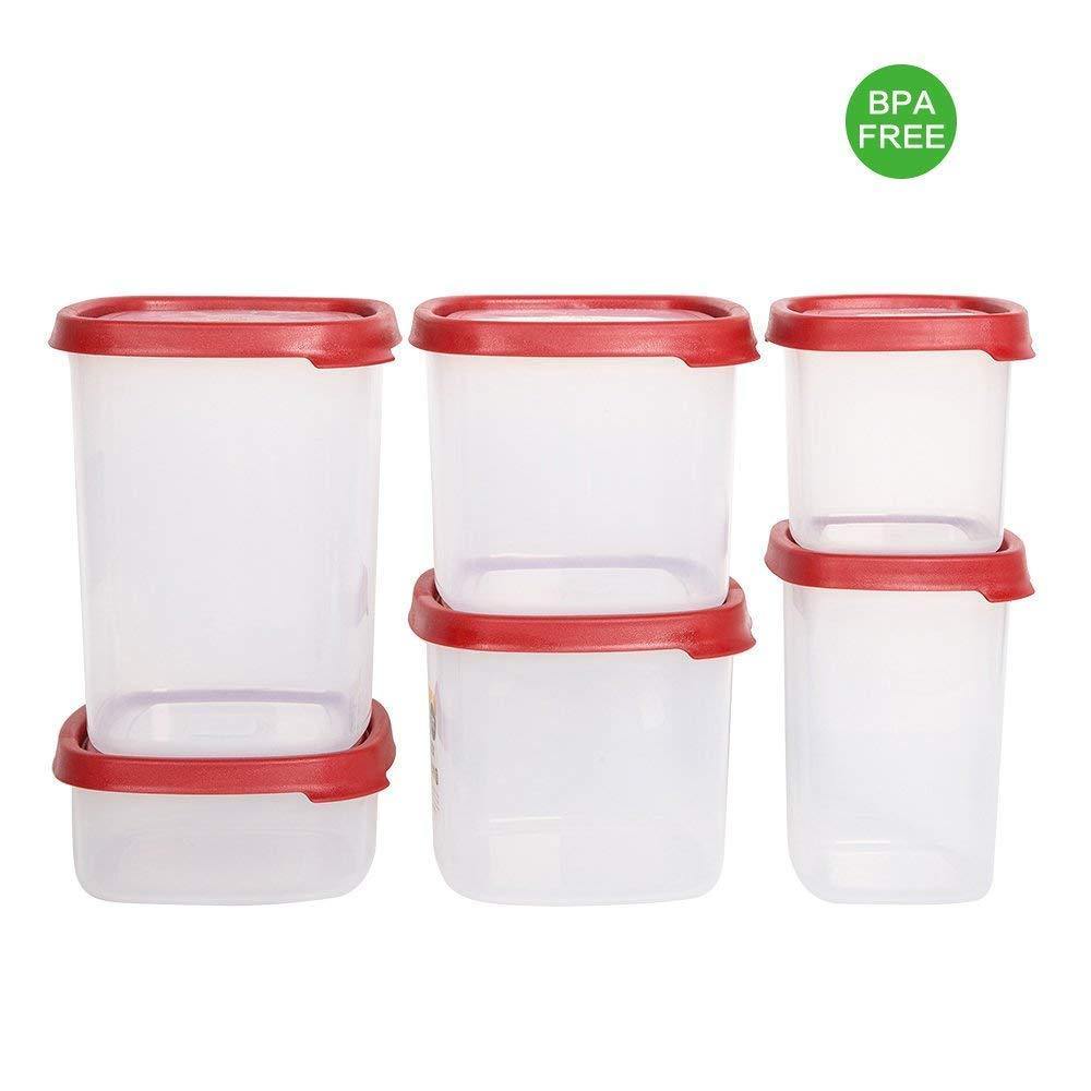 Bosonshop  12 Piece Food Storage Container Set with Easy Locking Lids,BPA Free and 100% Leak Proof, Plastic