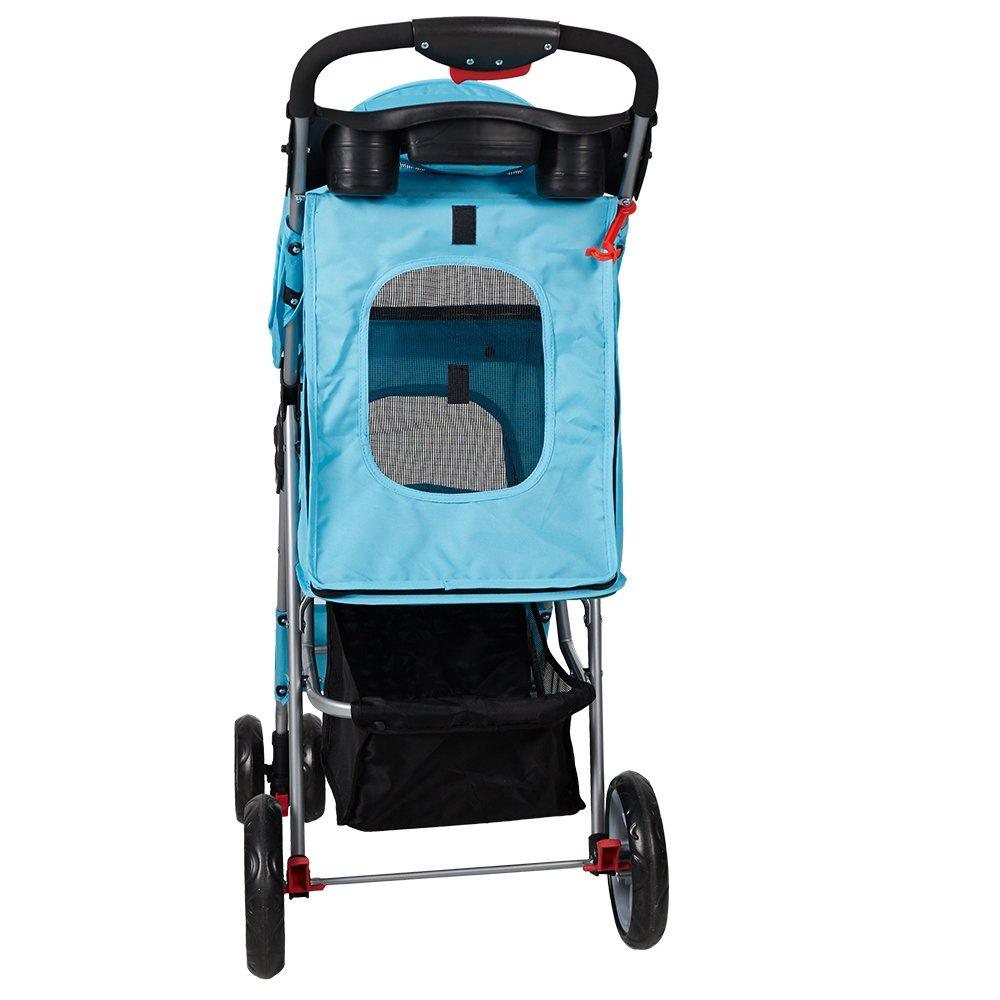 Bosonshop Folding Pet Stroller with 360 Rotating Front Wheel, Blue