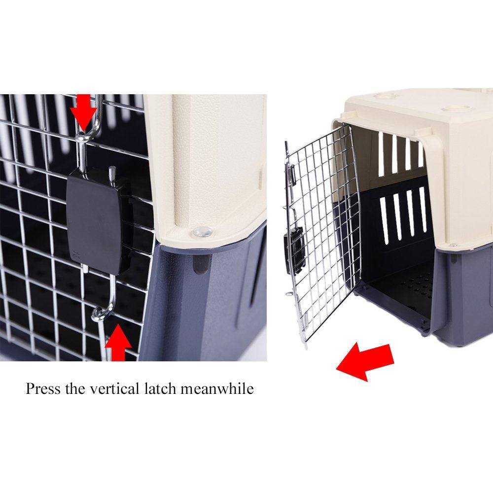 Bosonshop Plastic Cat & Dog Carrier Cage with Chrome Door Portable Pet Box Airline Approved, Blue, Small