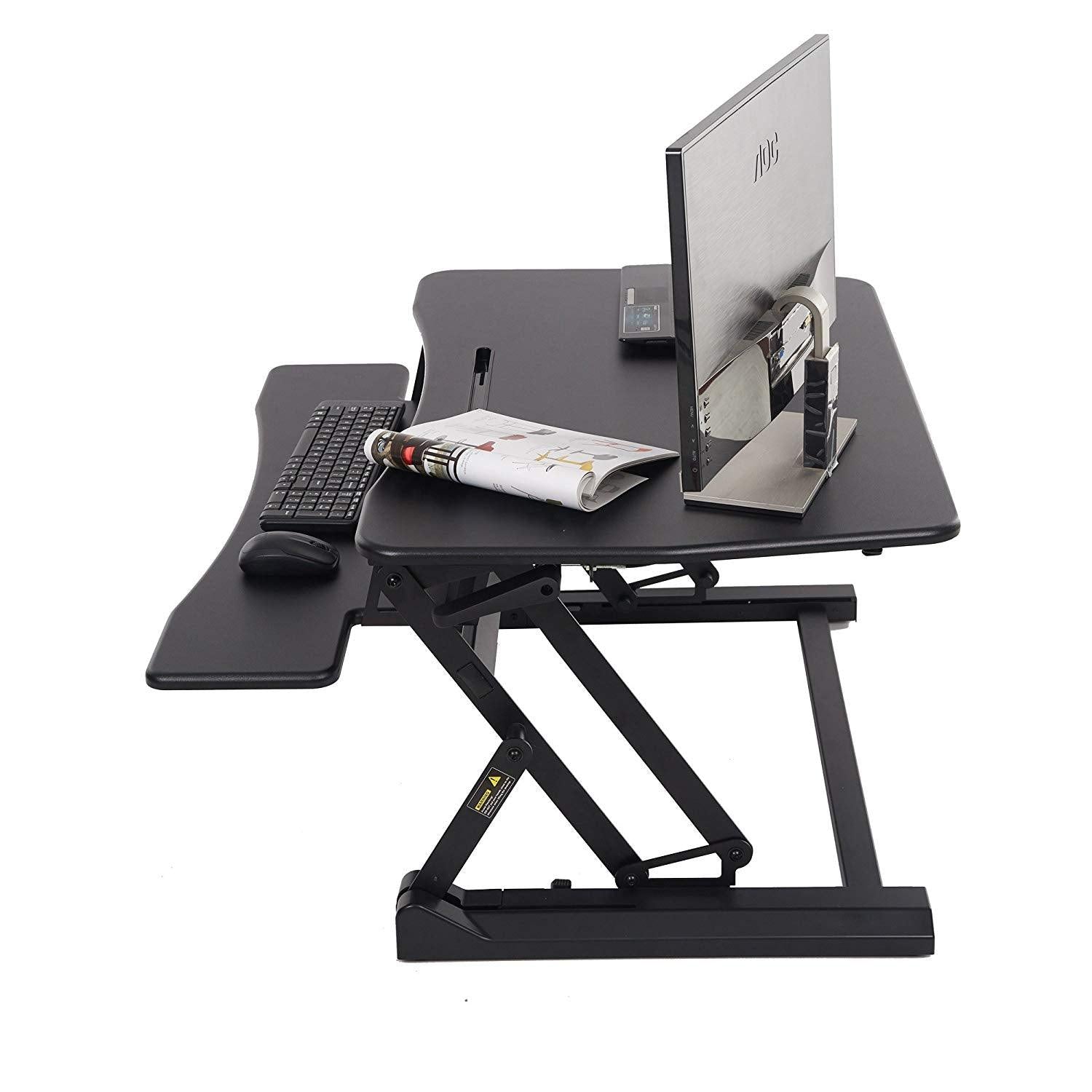 Bosonshop Adjustable Stand up Desk Dual Monitor 35" Wide Platform, Black