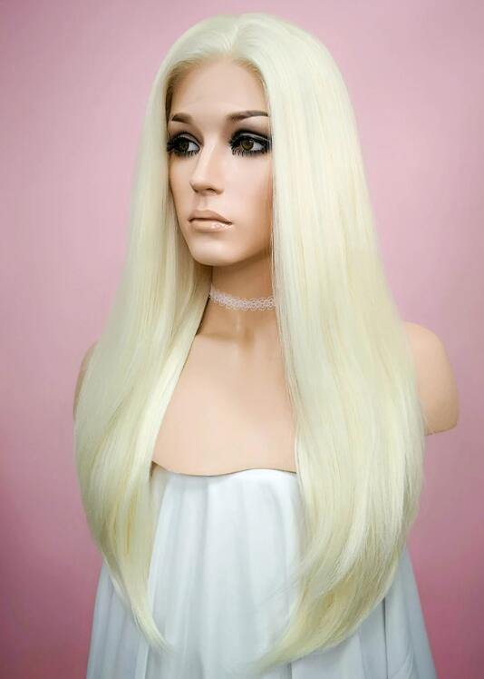 Straight Light Blonde Lace Front Synthetic Wig - Bosonshop