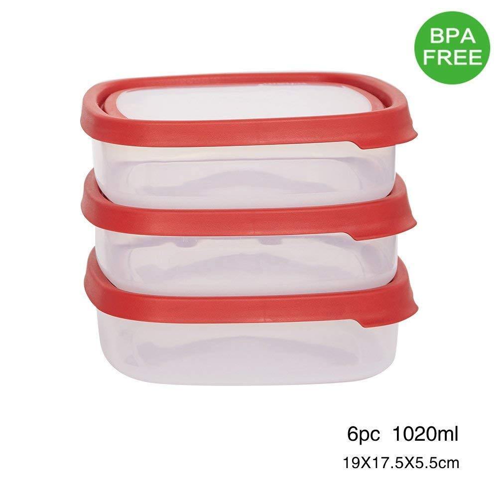 Bosonshop  6 Piece Food Storage Container Set with Easy Locking Lids,BPA Free and 100% Leak Proof,Plastic