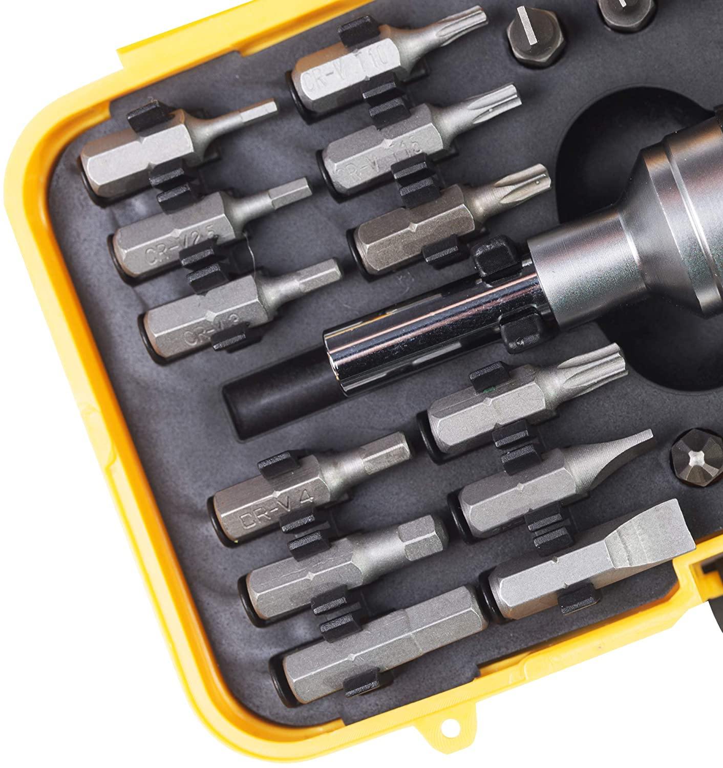 Screwdriver Set 26 PCS Professional Multi-Purpose Tool Screwdriver Bit Kit Socket with Portable Box Household Repair Tool Extension Kit Yellow - Bosonshop