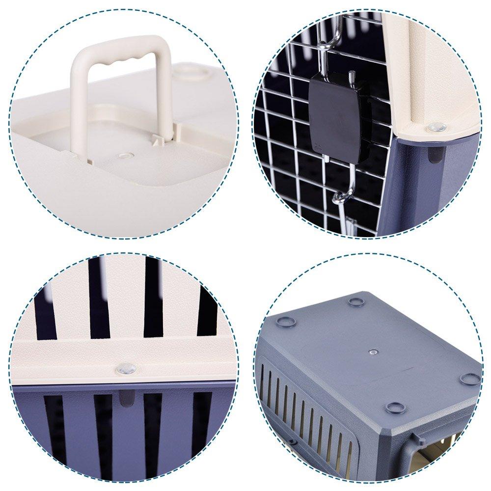 Bosonshop Plastic Cat & Dog Carrier Cage with Chrome Door Portable Pet Box Airline Approved