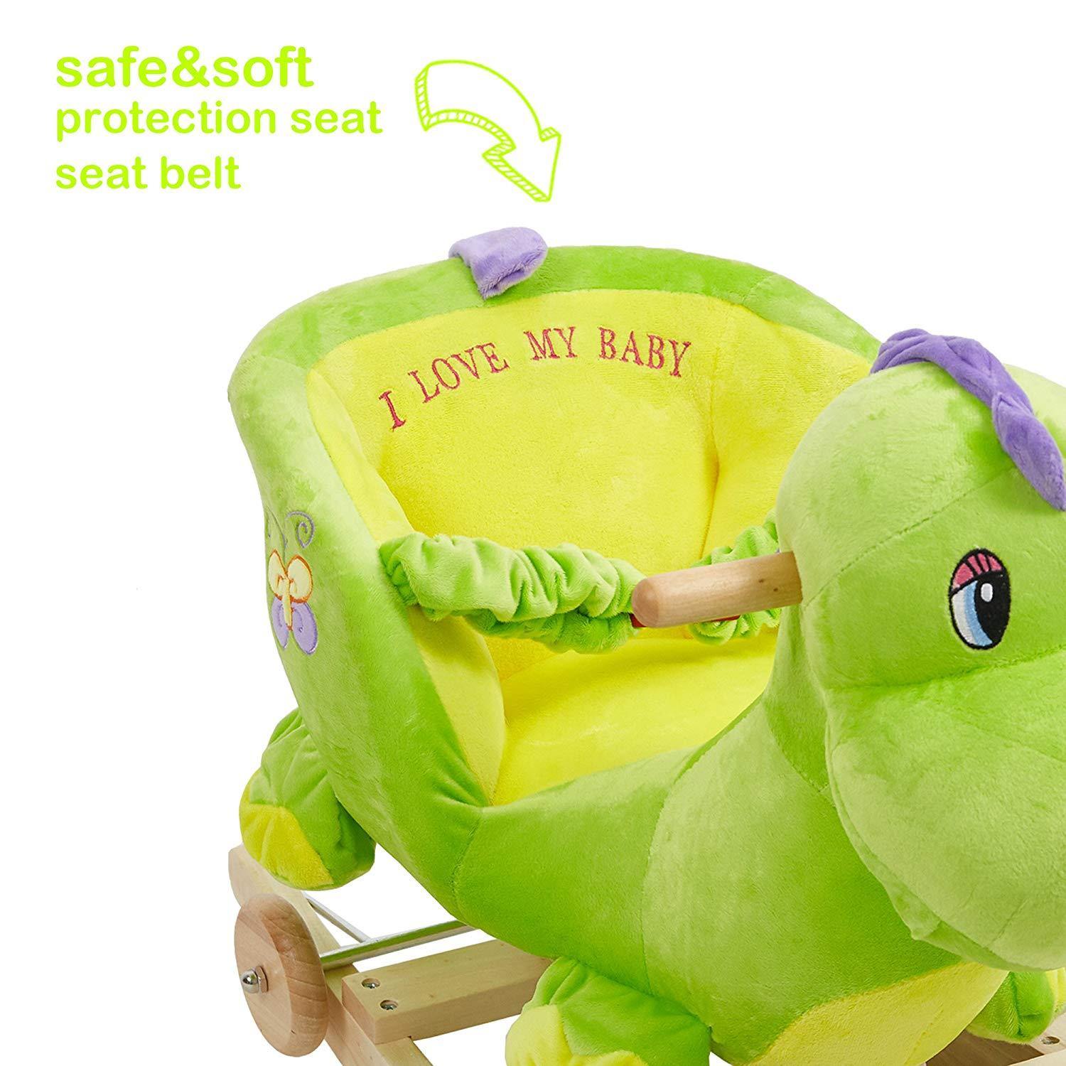 Bosonshop Baby Kids Toy Plush Rocking Horse Rocking Green Dinasour