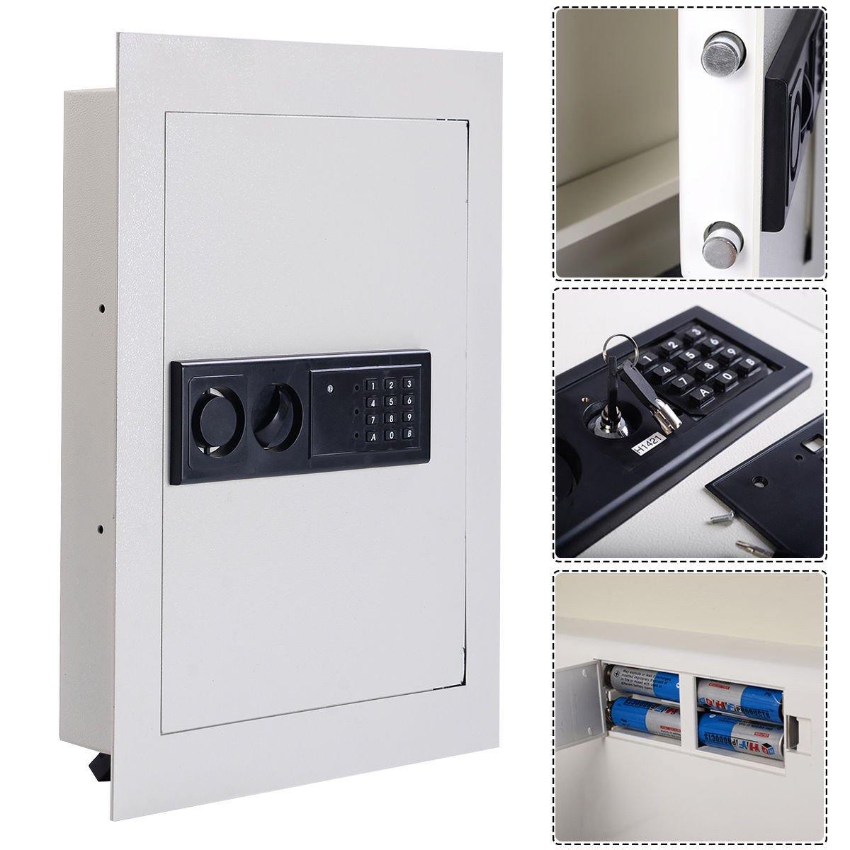 Digital Flat Recessed Wall Safe Security Cash key Lock Box - Bosonshop