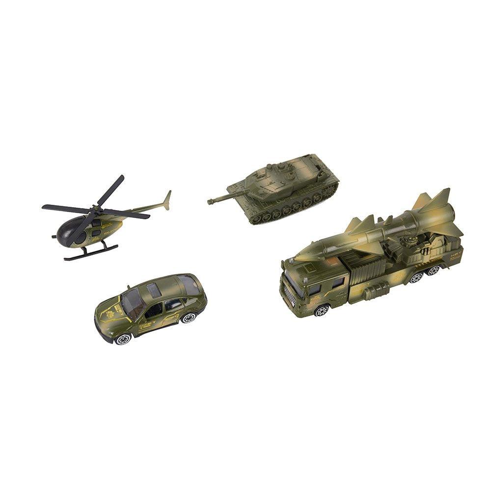 Bosonshop Pretend Toddler's Military Gasoline Station Toy Set with Cars, Green Color Army Men Vehicles