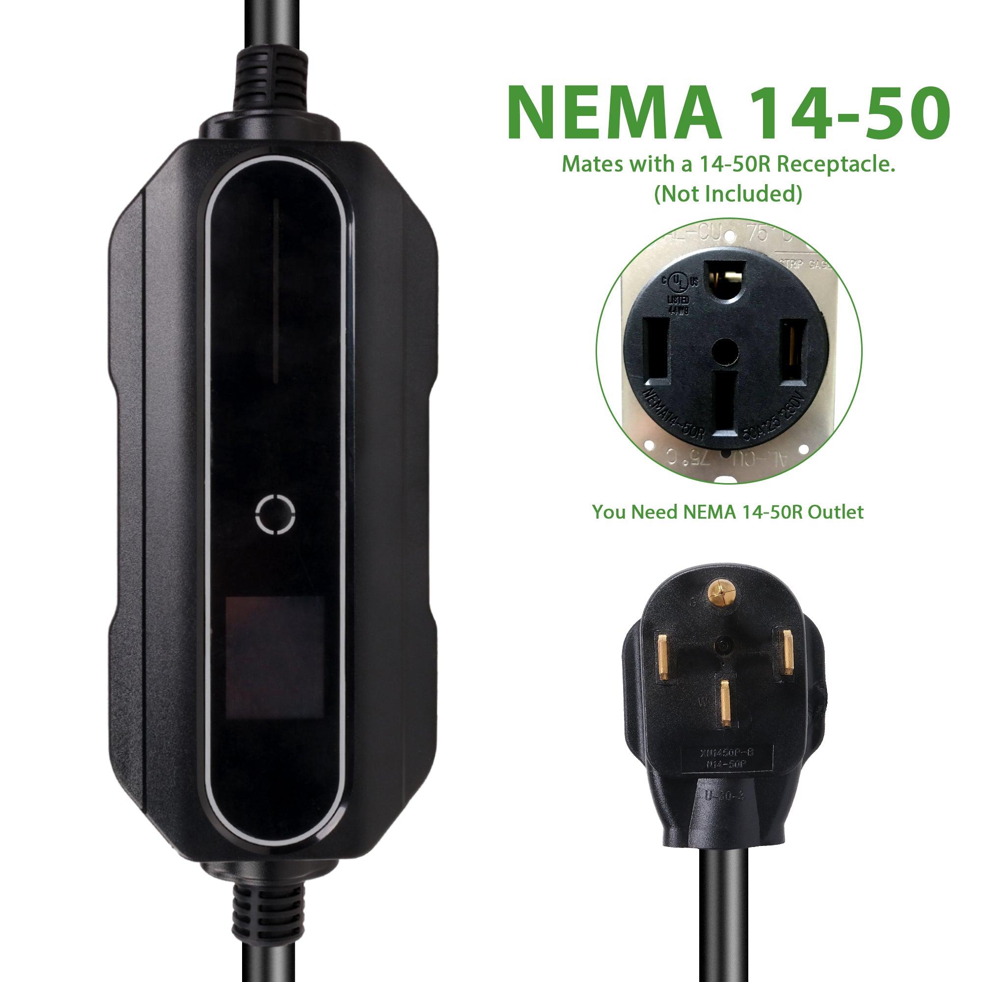 (Out of Stock) 32A 21ft Portable Level 1-2 Electric Vehicle (EV) 110V-240V Charger with NEMA 14-50 Plug For J1772 EVs - Bosonshop