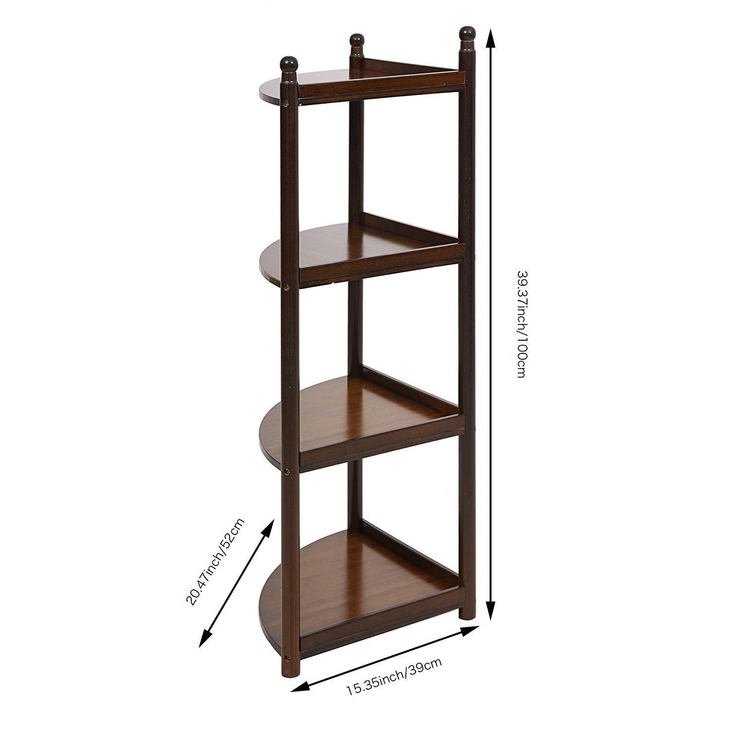 Bosonshop 4 Tier Bamboo Wall Corner Shelf Display Stand Freestanding Modular Shelving Bookcase Shelf