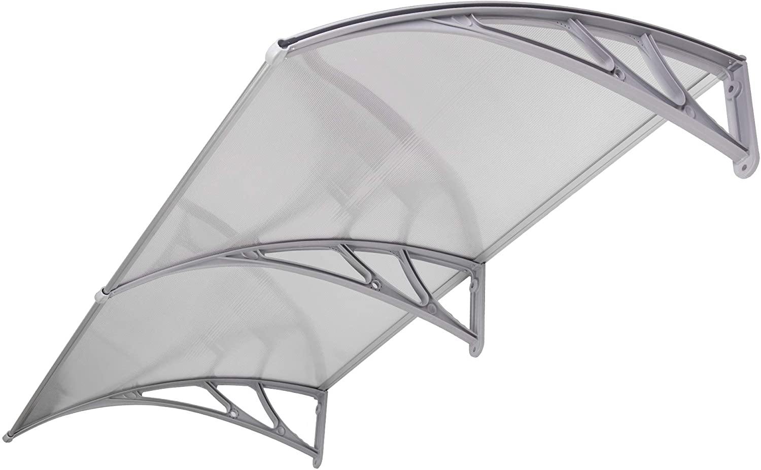 Window Door Awning Cover UV Rain Snow Protection One-Piece Polycarbonate Hollow Sheet -Gray (80" x 40") - Bosonshop