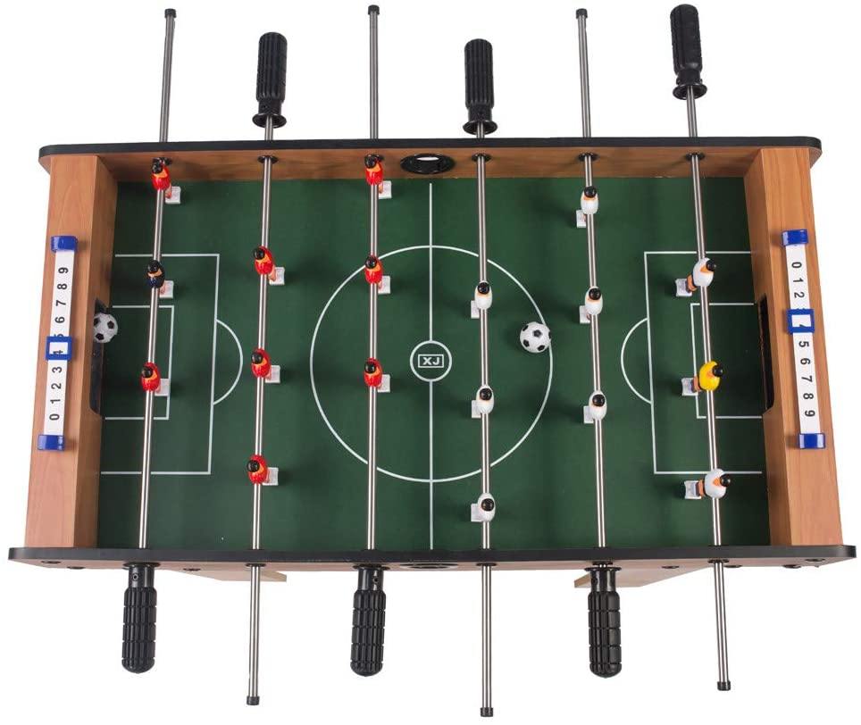 27" Football Table, Easily Assemble Wooden Soccer Game Table Top w/Footballs, Indoor Table Soccer Set - Bosonshop